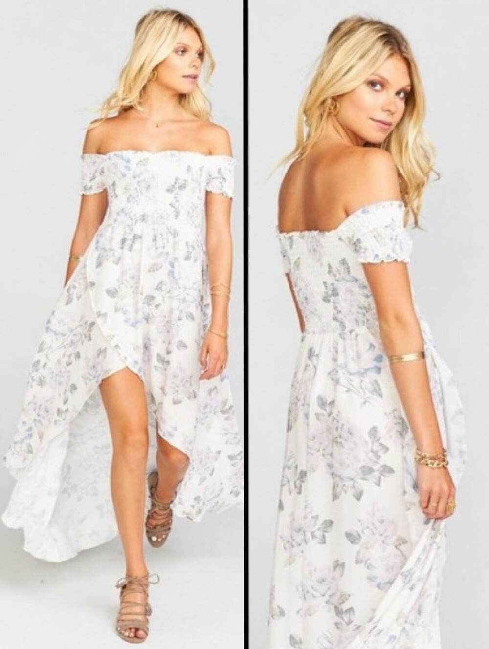 Show Me Your Mumu Willa Off Shoulder Floral Maxi High-Low Dress Size XS